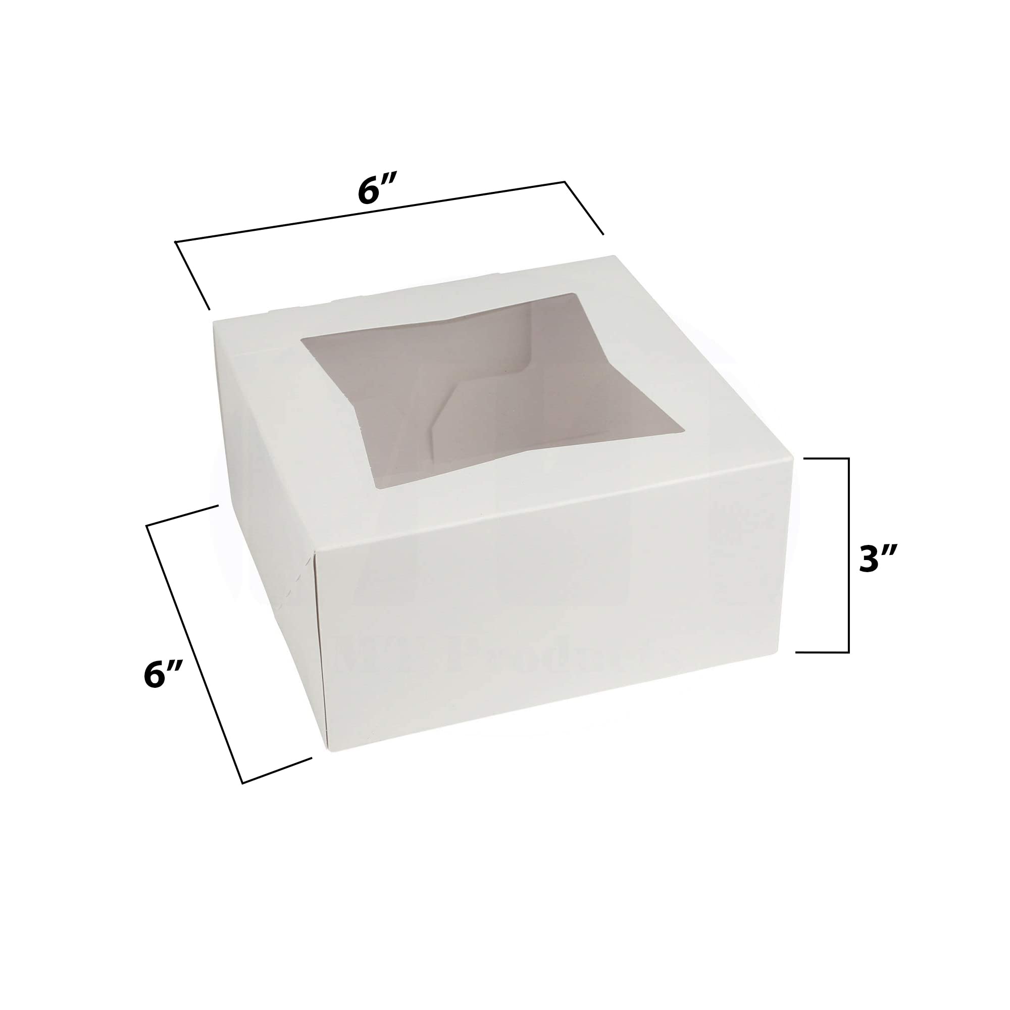 Mt Products White Cupcake Boxes With Window - 6'' X 6'' X 3    (25 Pieces) Auto Pop-Up Bakery Box - Made In The Usa