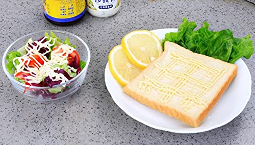 Zeesoon 5 Hole Sauce Plastic Squeeze Squirt Condiment Bottles Dispenser For Ketchup Jam Mayonnaise Mustard (White) 12.8 Oz