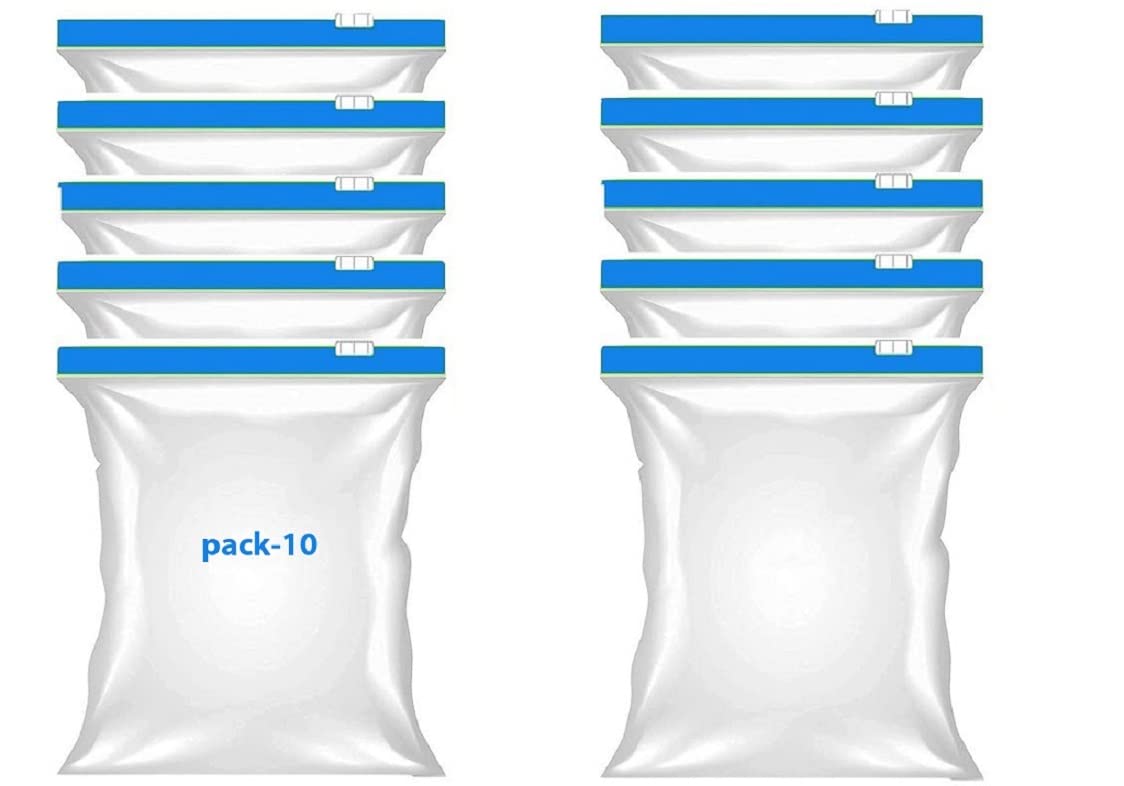 Pack Of 10 Vegetable Storage Bags For Refrigerator, Plastic Pouch With Zipper, Zip Lock Bags For Food, Freezer ReUsable Washabl