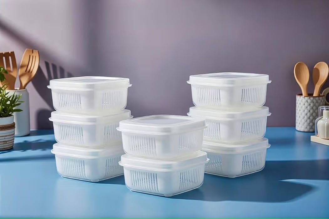 Kitchen Storage Containers Set Of 4, Bpa Free Airtight Food Storage Boxes, Stackable Pantry Organizers For Rice, Grains, Fruits 