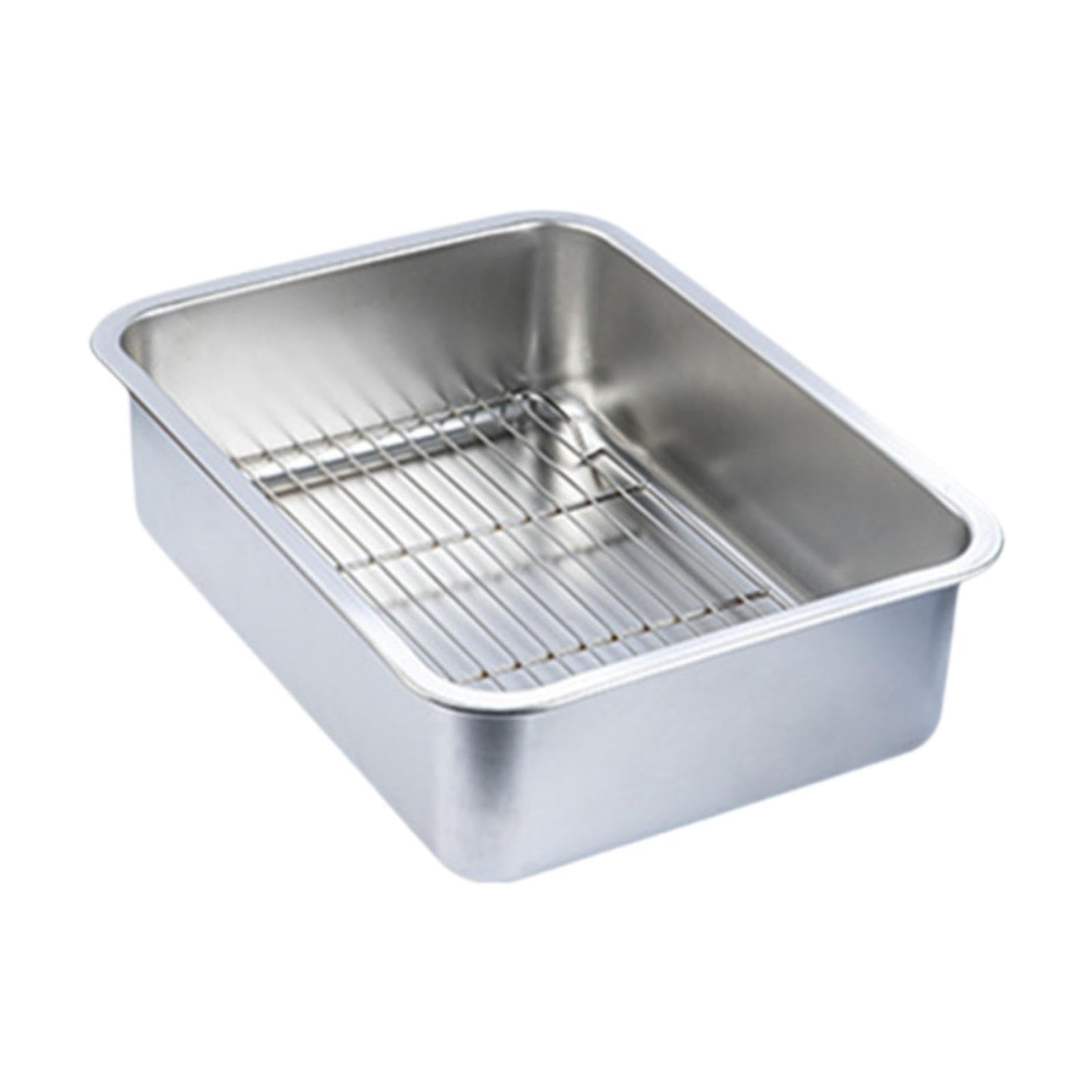 Stainless Steel Baking Pan Oven Tray and Cooling Rack for Grilling Vegetable 50x35x10cm