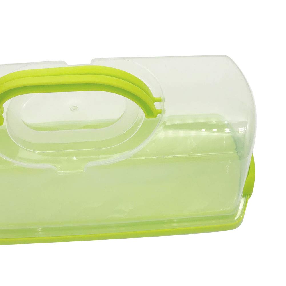 FEOOWV Portable Plastic Rectangular Loaf Bread Box with Transparent Lid  Bread Keeper for Carrying and Storing Loaf Cakes Banana Bread Pumpkin Bread Quick Breads (Green)