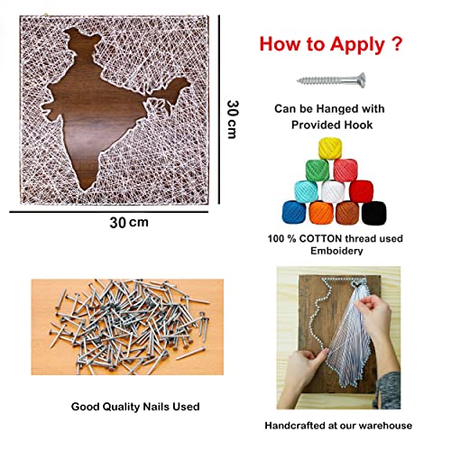 VAH India Filled String State Decorative Wall Hanging Thread Art For Wedding Gift, Anniversary Gift, Birthday Gift (30 CM X 30 C