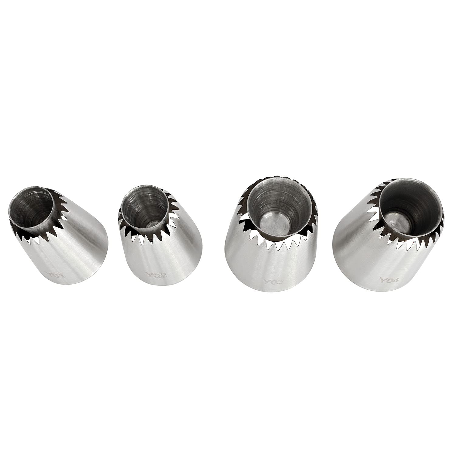 Longdex Sultan Piping Nozzle 4Pcs 304 Stainless Steel Russian Piping Tips Sultan Ring Baking Mold Icing Nozzle Cookies Cupcake I