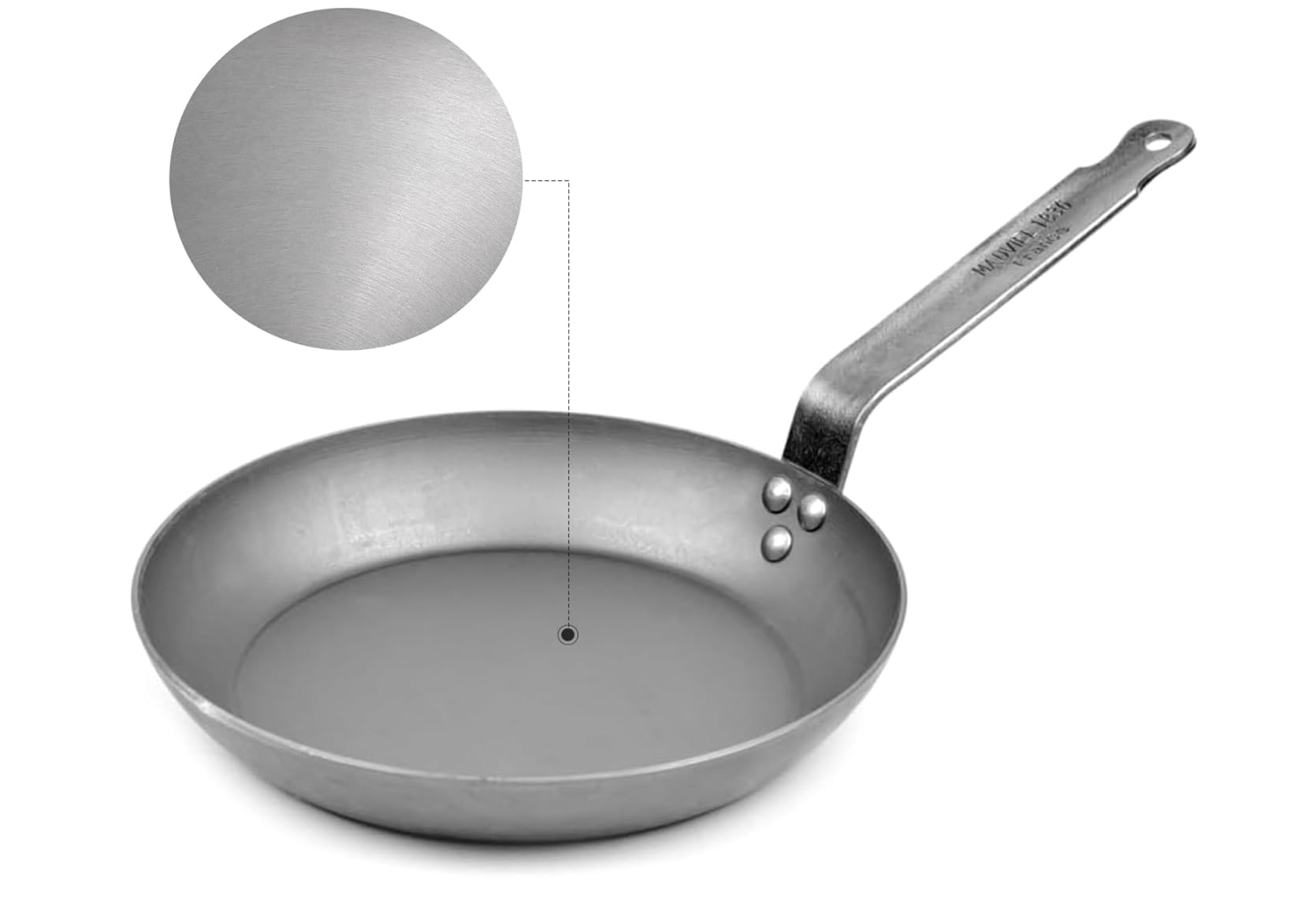 Mauviel MSteel Black Carbon Natural Nonstick Frying Pan With Iron Handle, 12.6in, Suitable For All Cooking Surfaces, Made in F