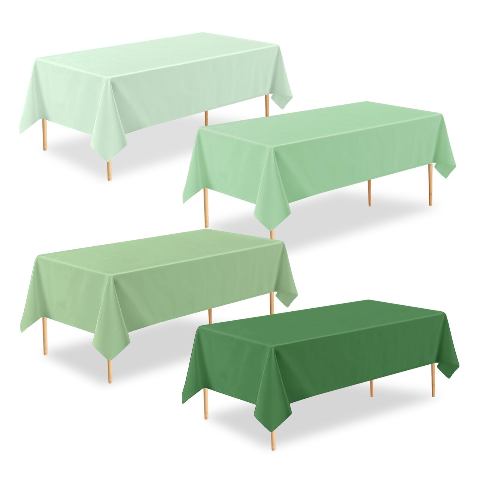 ZHIAXTON 4 Pack Sage Green Plastic Tablecloth, 54 X 108 Inch Disposable Rectangle 4 Green Series Colors Table Cover for Baby Sho