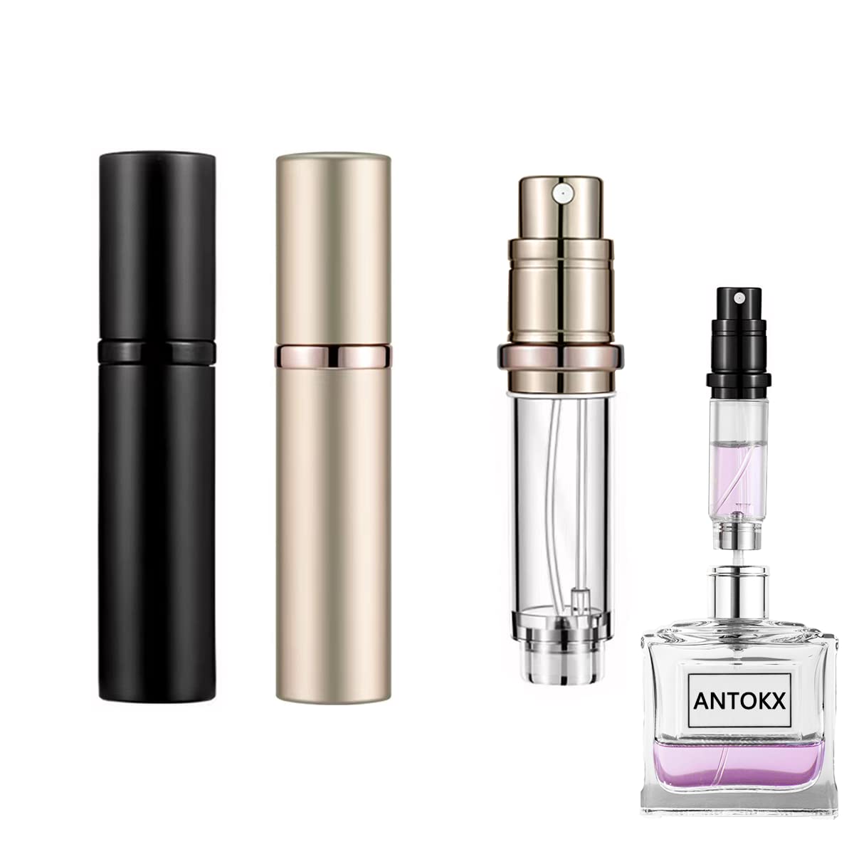 Antokx Travel Perfume Bottle Refillable Atomizer - 2-Pack 5Ml Perfume Atomiser, Pocket Perfume Dispenser, Leakproof Portable Per
