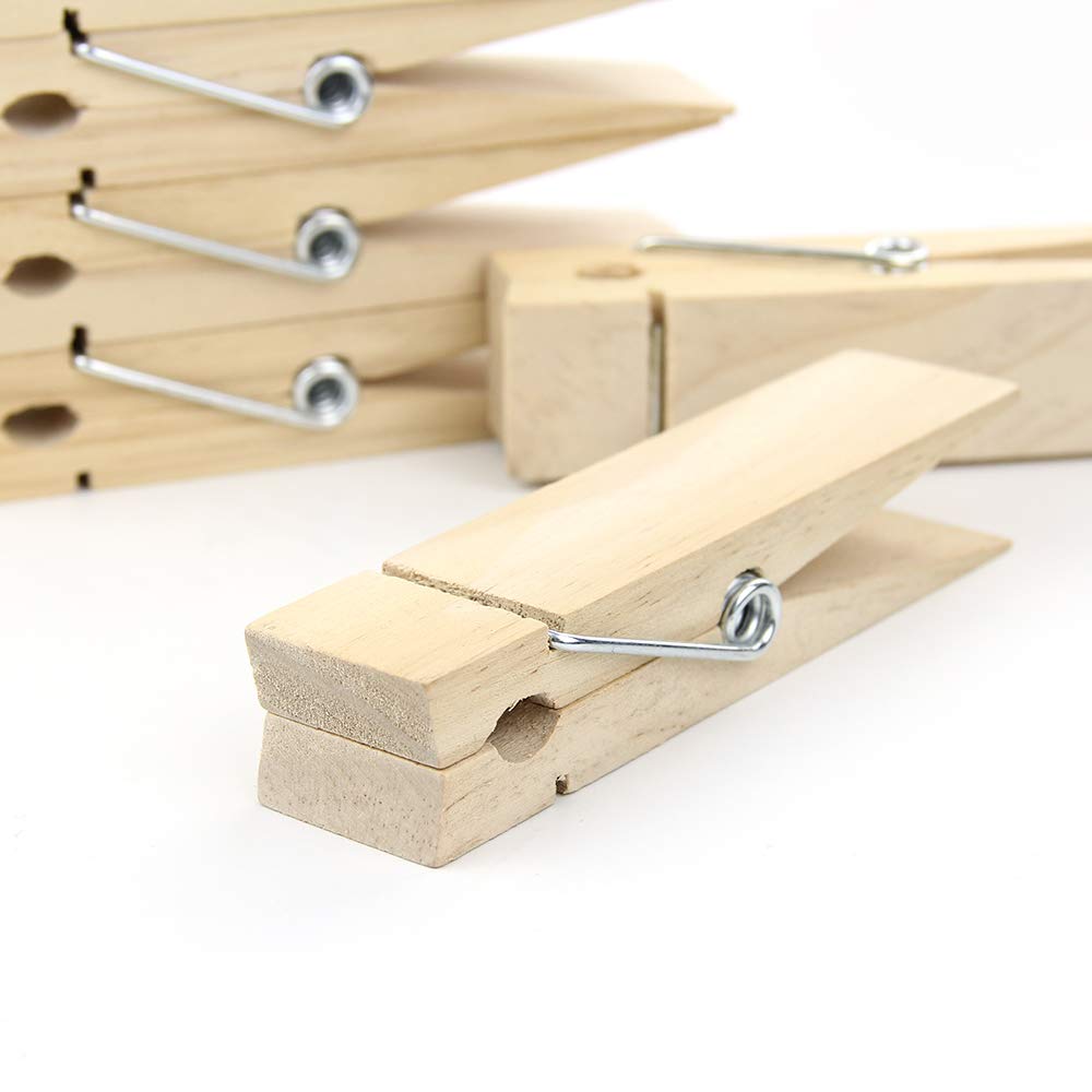 Riverking Big/Giant Clothes Pins,Natural Wooden Craft Clips,Photo Wooden Clips For Photo Paper Diy,Wedding And Bathroom Decorati