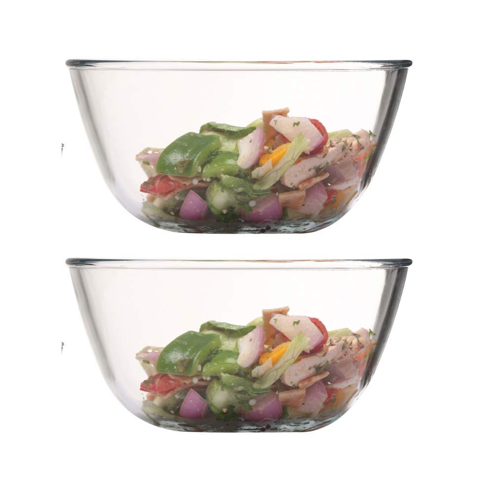 Femora Borosilicate Glass Microwave Safe AllPurpose Mixing Bowl,1050 ML, Set of 2
