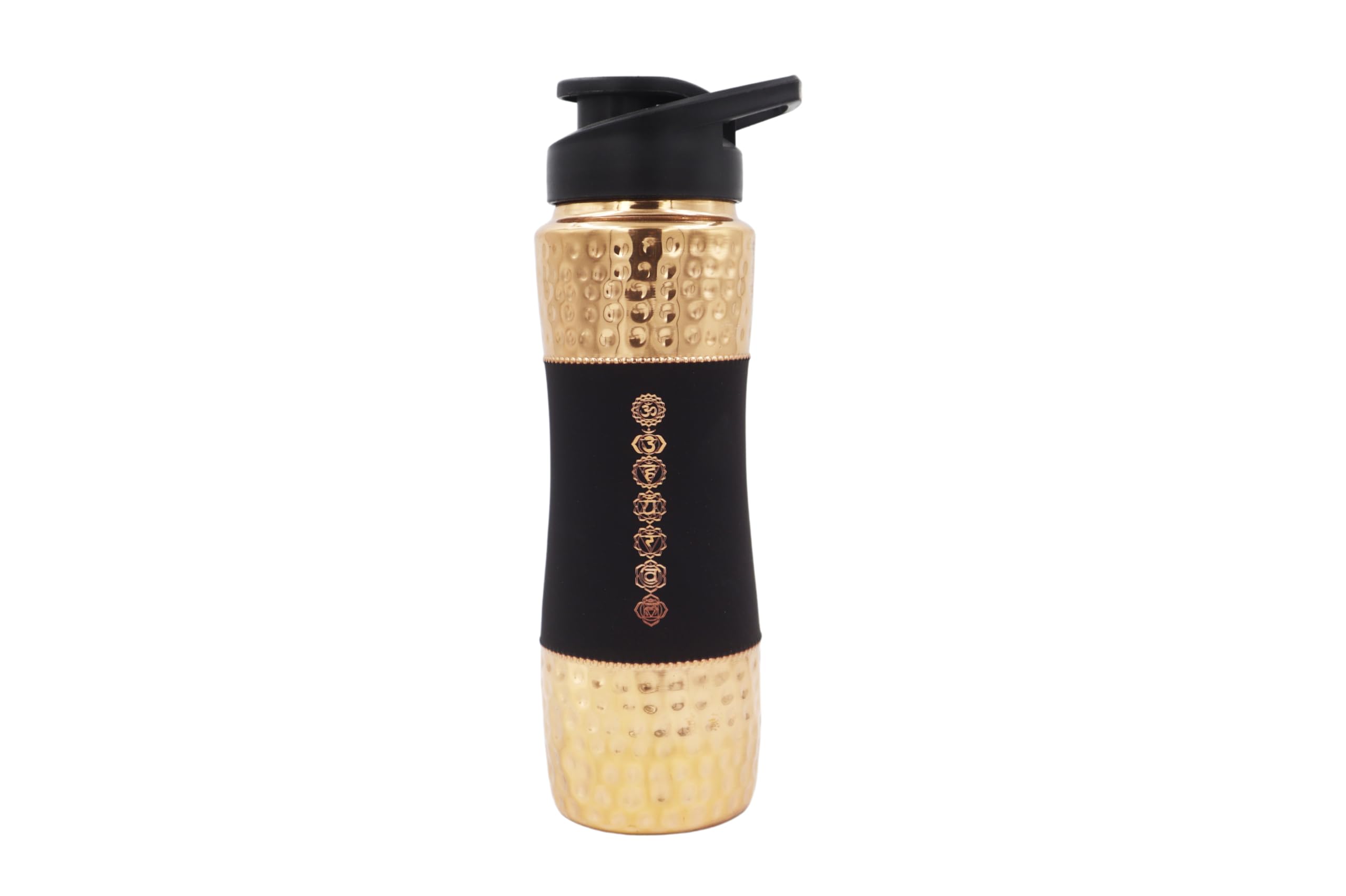 Pure Copper Water Bottle with Sipper  7 Chakras, 900 Ml Capacity (30.4 US Fl Ounce) For Ayurveda Health Benefits