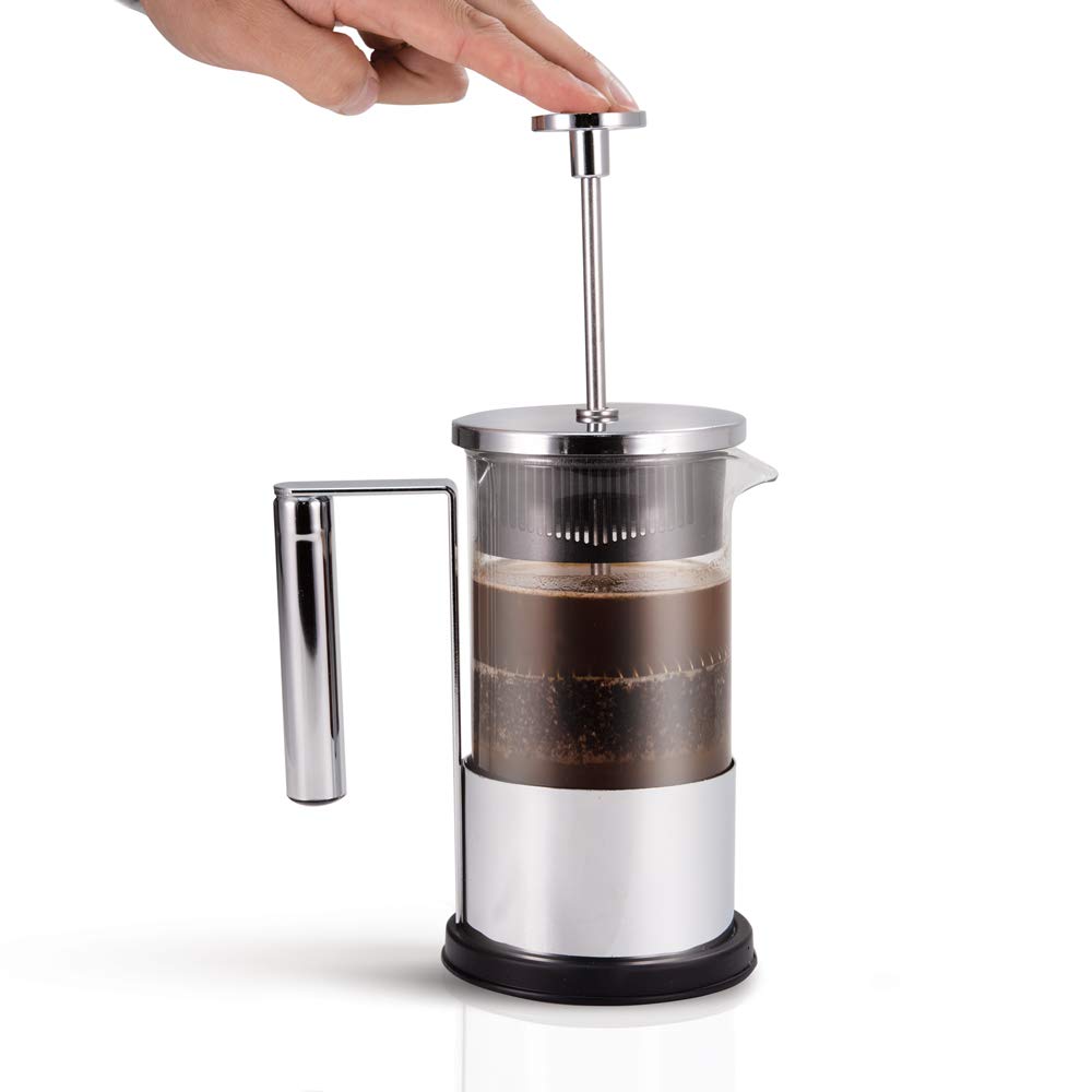 Yama Glass 6-Cup Borosilicate French Press (30Oz) - Thick, Strong Coffee & Tea Maker With Comfort Pour Handle