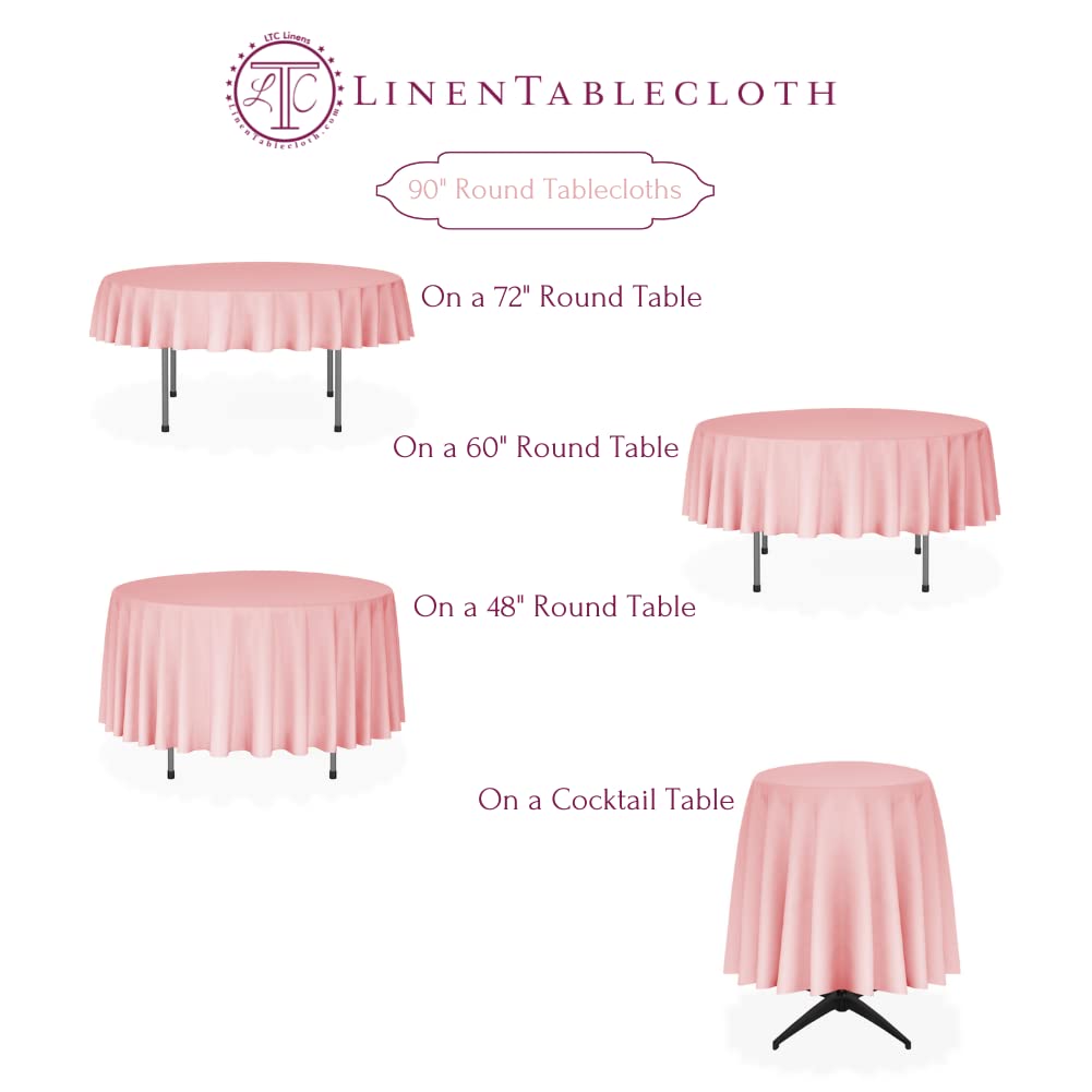Linentablecloth 90-Inch Round Polyester Tablecloth Hunter Green