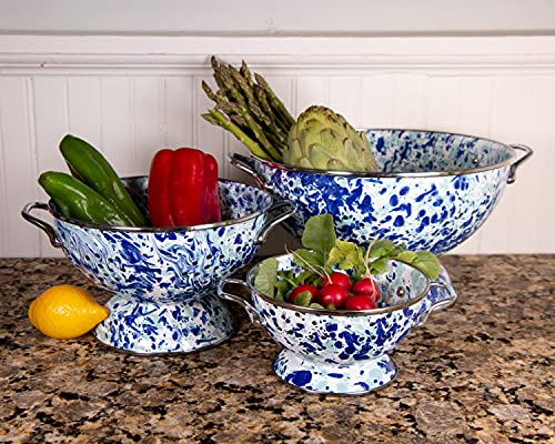 Golden Rabbit Enamelware - 5Qt Larger Colander (Ocean)