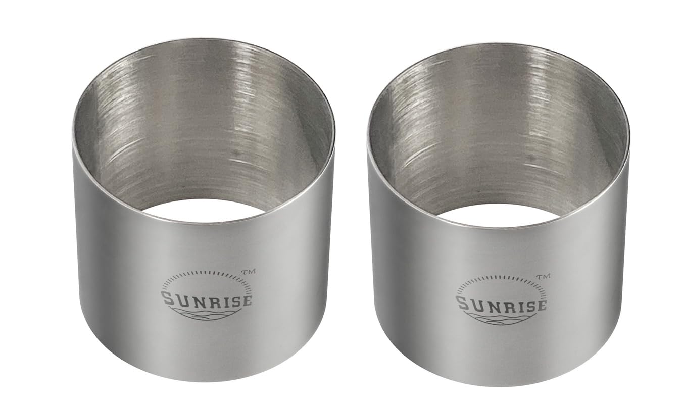 Sunrise Kitchen Supply Plating Forms Stainless Steel Ring Mold Sets 3'' X 2.75'' (2)