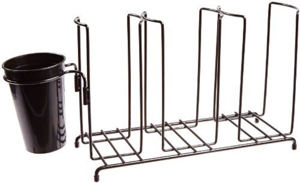 San Jamar Wireworks Cup And Lid Wire Organizer 3 Stacks With Straw Caddy For Restaurants, Dining Halls, And Fast Food, Steel Wir