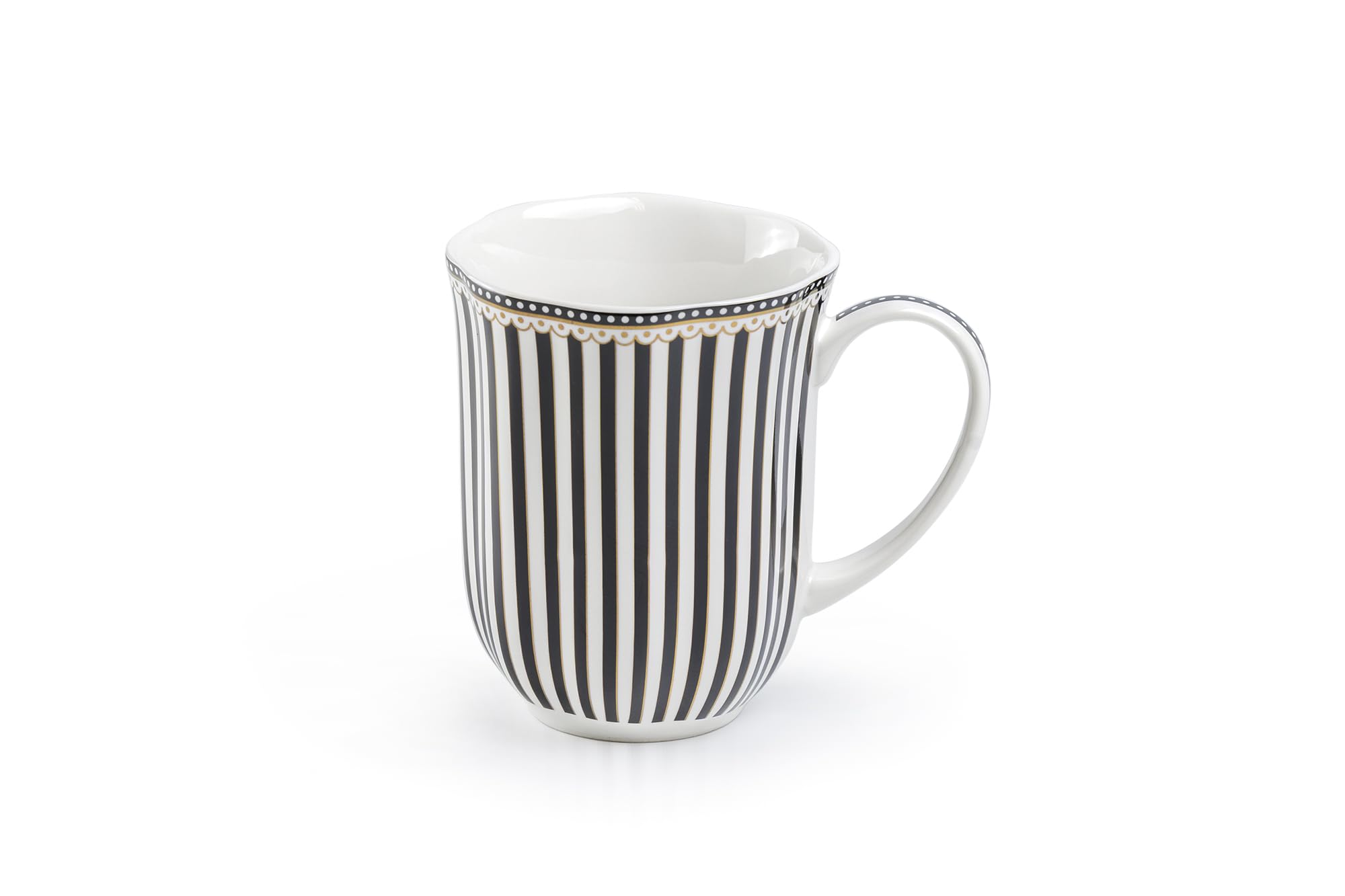 Grace Teaware Stripes And Dots 12Oz Mugs, Set Of 4, Assorted Designs
