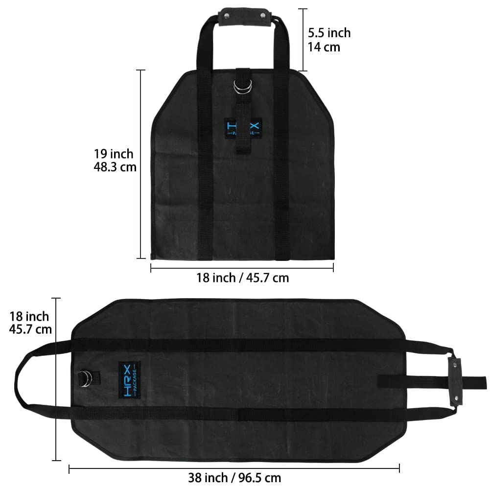 Hrx Package Waxed Canvas Firewood Carrier, Water Resistant Log Tote Wood Carrying Bag With Handles For Camping Trip Christmas Gi