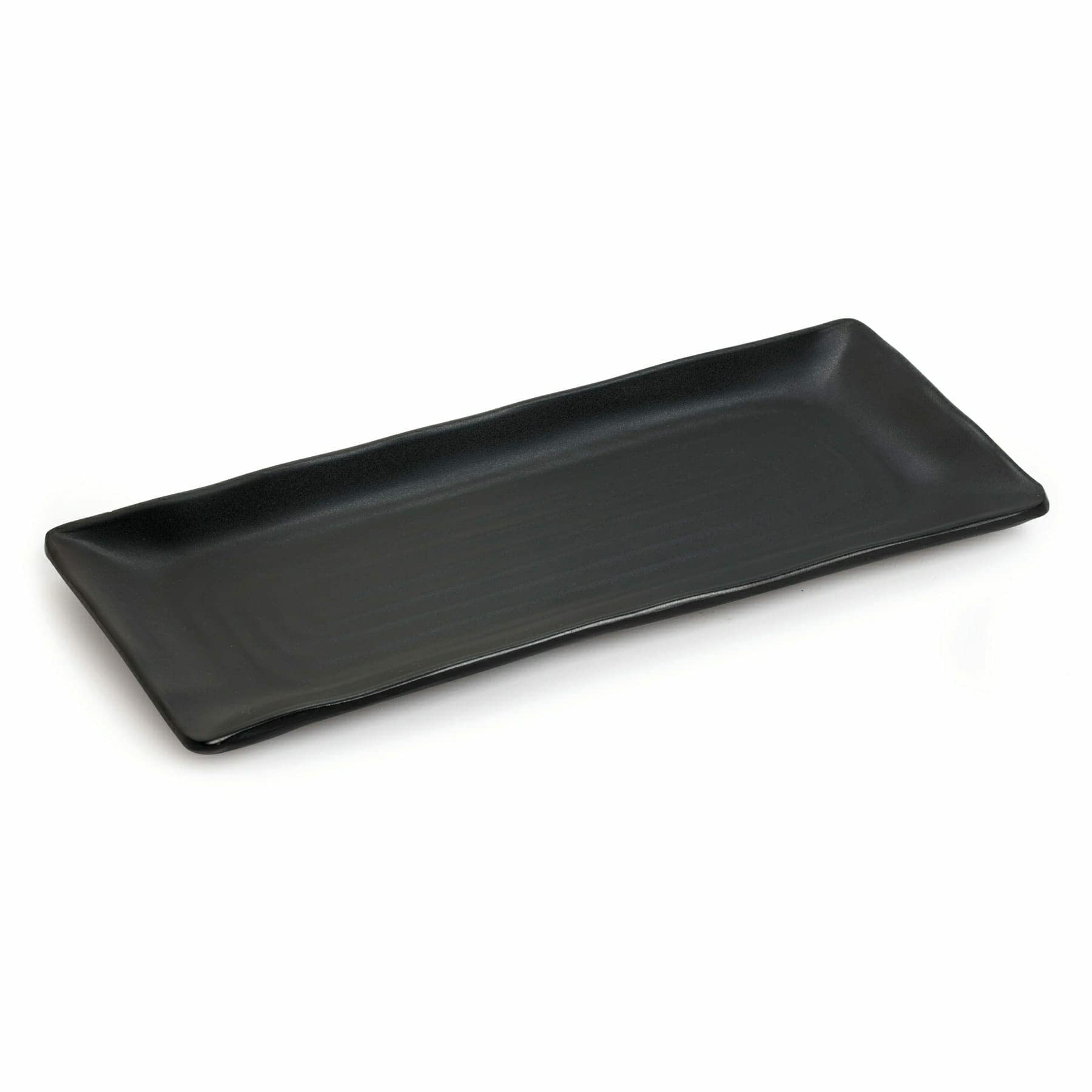 G.E.T. 10 x 4.5 Black Rectangular Heavy-Duty Melamine Plastic Serving Platter (Set of 12)