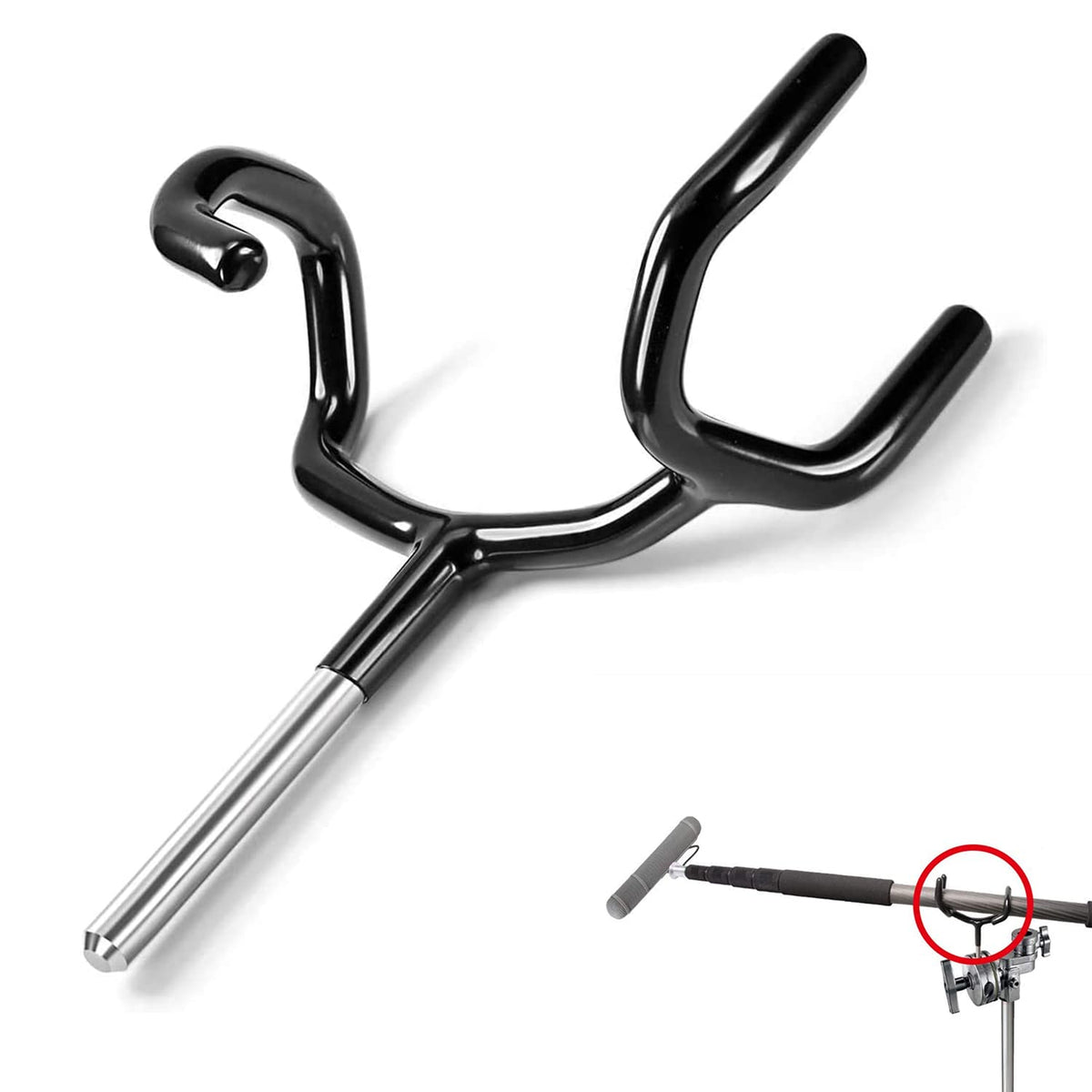 Atian Microphone Metal Boom Pole Holder Audio Boom Cradle Mount Stand