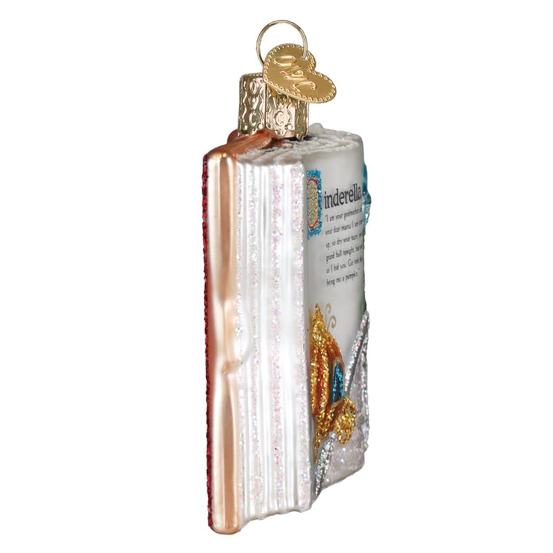 Old World Christmas Cinderella Book Glass Blown Ornament for Holiday Tree, Handcrafted Holiday Decoration, Book Collection