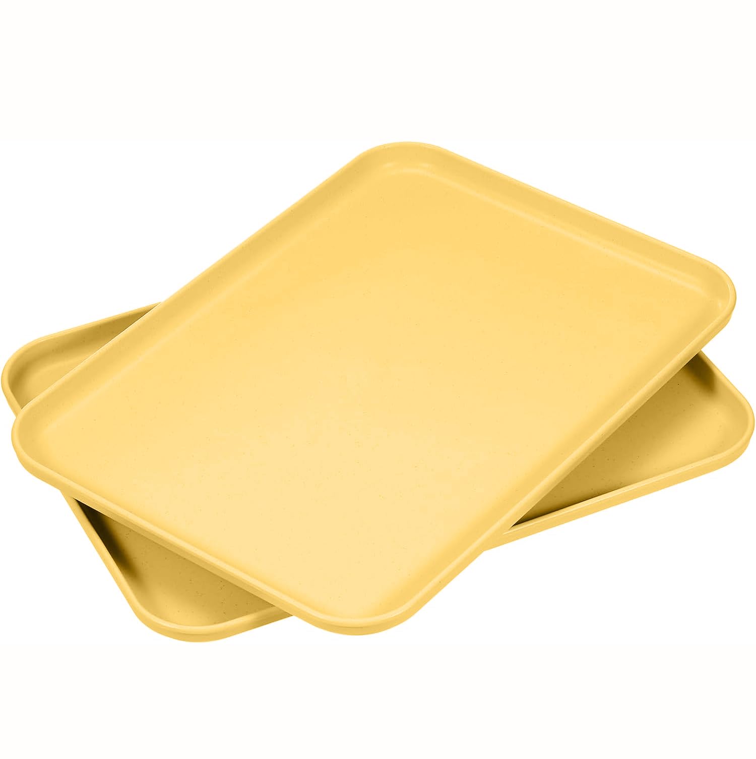 Oicia Wheat Straw Serving Tray Set Of 2 Rectangular Fast Food Tray, Lightweight Unbreakable Food Serving Platter For Breakfast, 