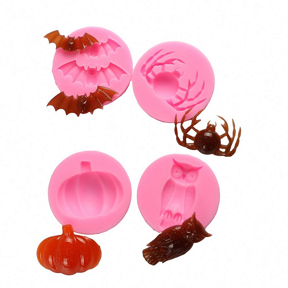6Pcs/Set Halloween Cake Fondant Molds, Halloween Party Cupcake Topper Decorating Tools, Silicone Chocolate Candy Mold Gum Paste