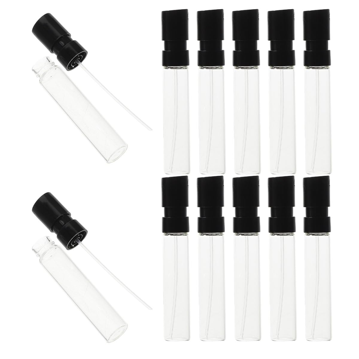 PATKAW 12pcs 2ml Mini Glass Refillable Perfume Atomizer Bottles Leakproof Travel Spray Containers for Fragrance and Essential O