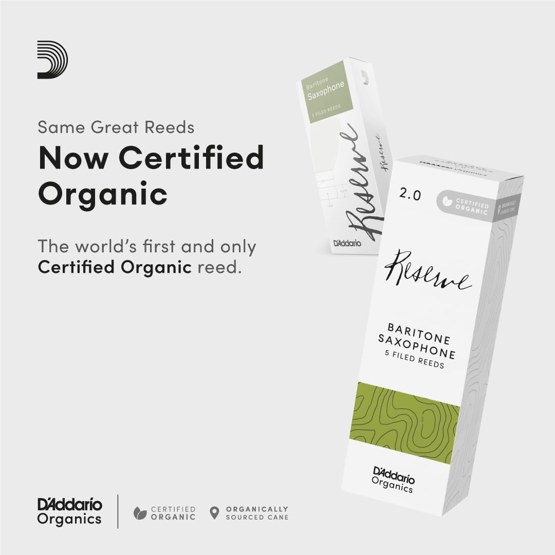 Daddario Organic Reserve Baritone Saxophone Reeds - Sax Reeds - The First  Only Organic Reed - 45 Strength, 10 Pack