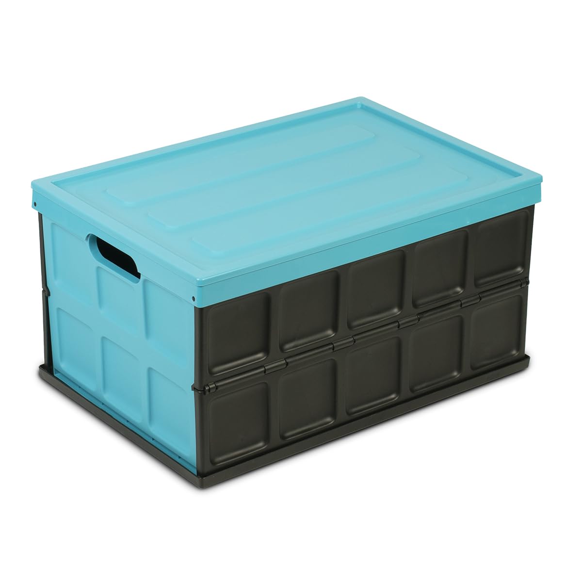 Glad Collapsible Storage Bin with Lid - 48L Foldable Plastic Box for Garage, Car Trunk, and Organization - Stackable Lidded Cont
