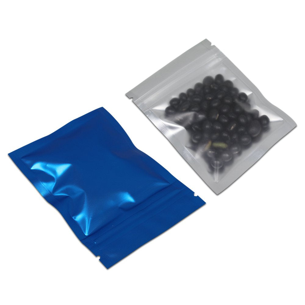 PABCK 100 Pcs Matte Blue 4.7x7 inch (Inside Size 4.1x5.7 inch) Front Window Resealable Foil Zipper Lock Pouch for Zip Reclosable