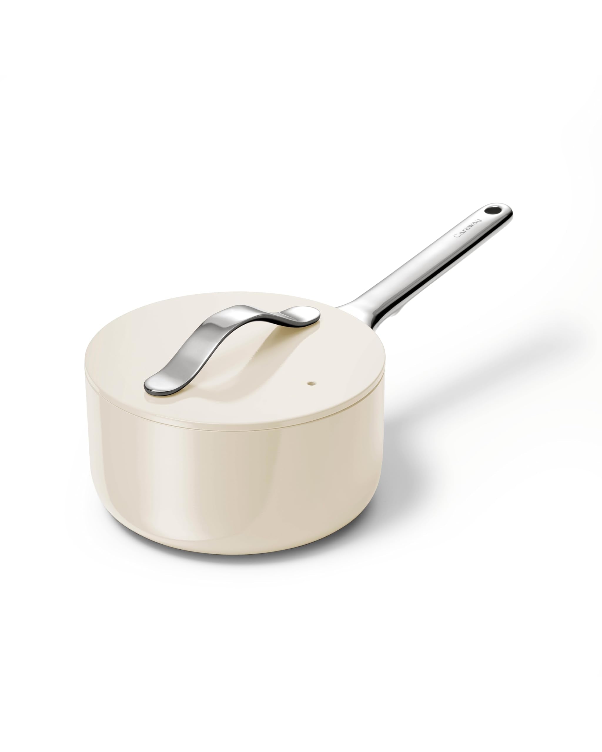 Caraway Nonstick Ceramic Sauce Pan with Lid (1.75 qt) - Non Toxic, PTFE & PFOA Free - Oven Safe & Compatible with All Stovetops 