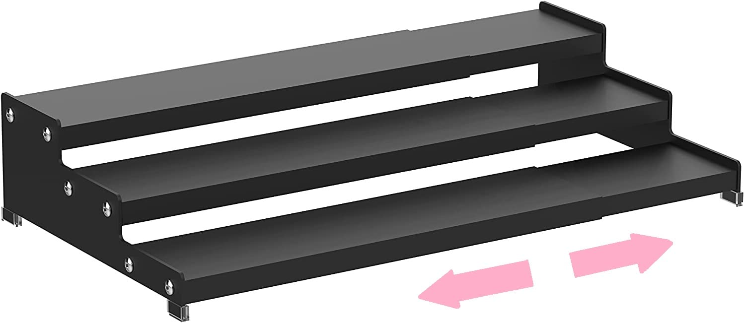 Wobmmi Expandable Spice Rack Organizer With 3-Tier Step Shelf For Cabinet,Seasoning Rack Organizer.Great For Kitchen Countertop