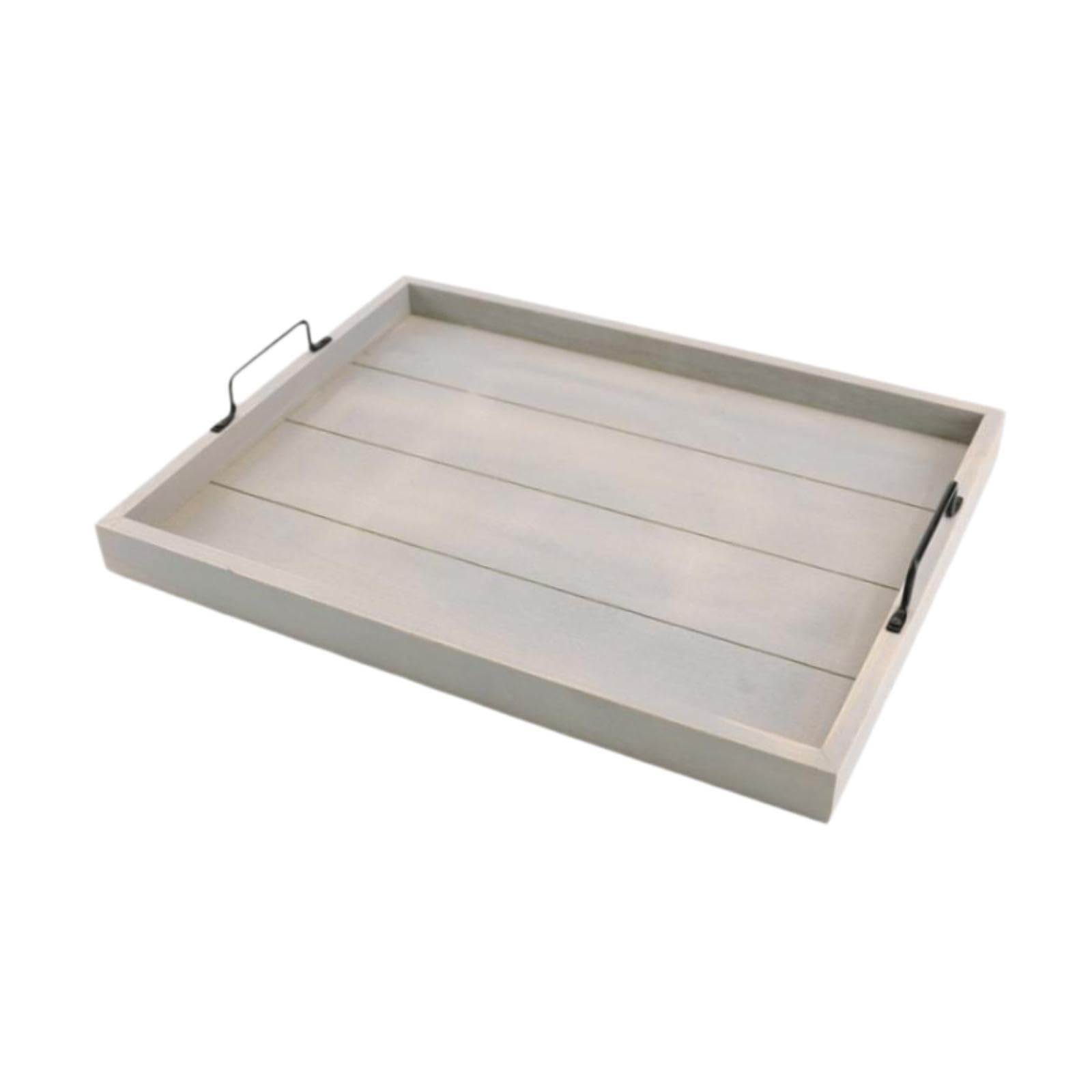 Trendynest Wood Serving Tray With Handles Jewelry Tray For Bedroom Coffee Table Dresser Grey