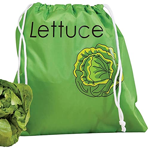 Lettuce Produce Bag - Reusable Grocery Bags With Double Drawstrings For Shopping & Storage Tote Saver For Celery Fruit Vegetable