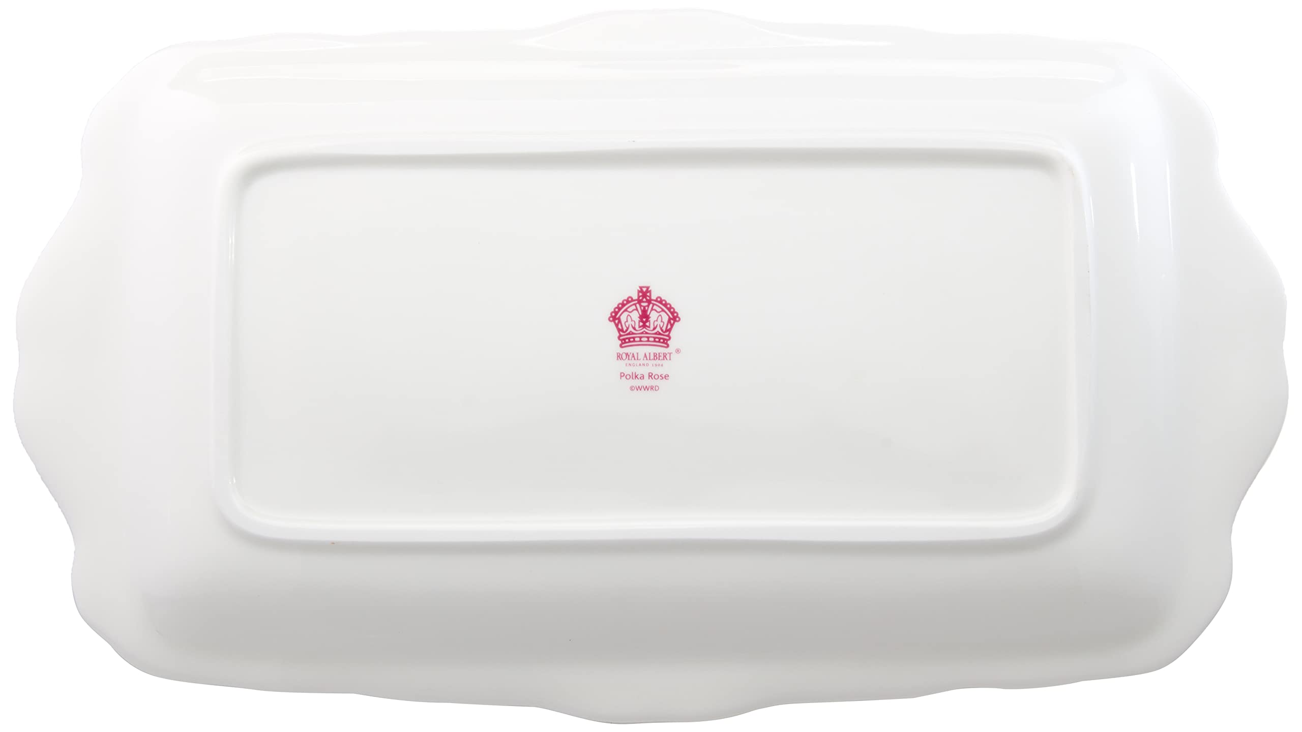 Royal Albert Bone China Polka Rose Sandwich Tray, 11.5'', Green