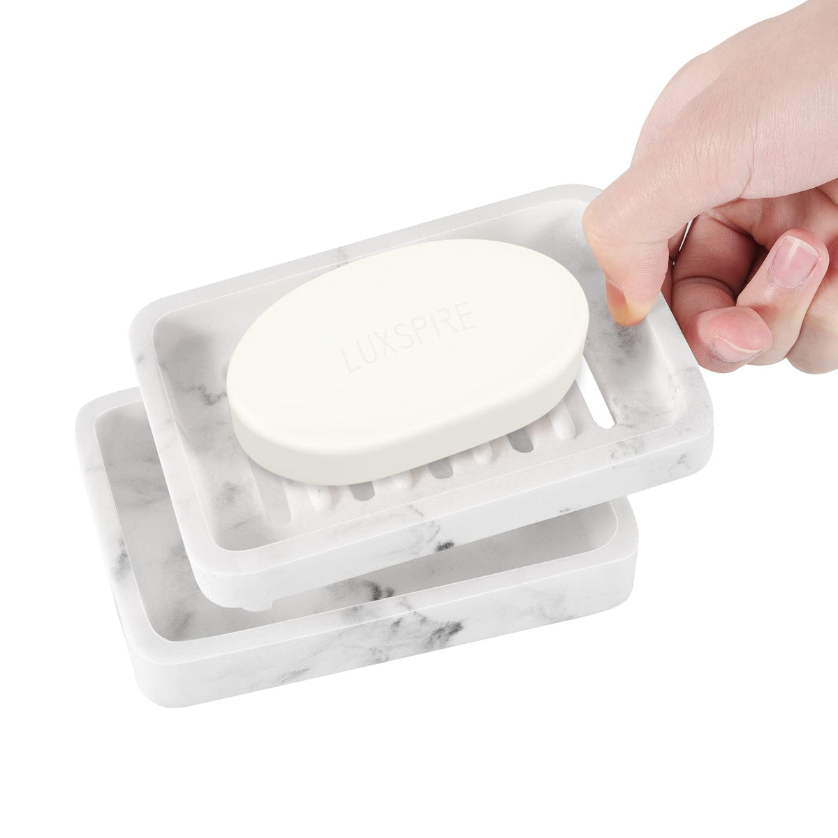 Luxspire Soap Dish Tray, Double Layer Draining Soap Holder, Detachable Soap Container Box For Bathroom Shower, Kitchen Sink Dish