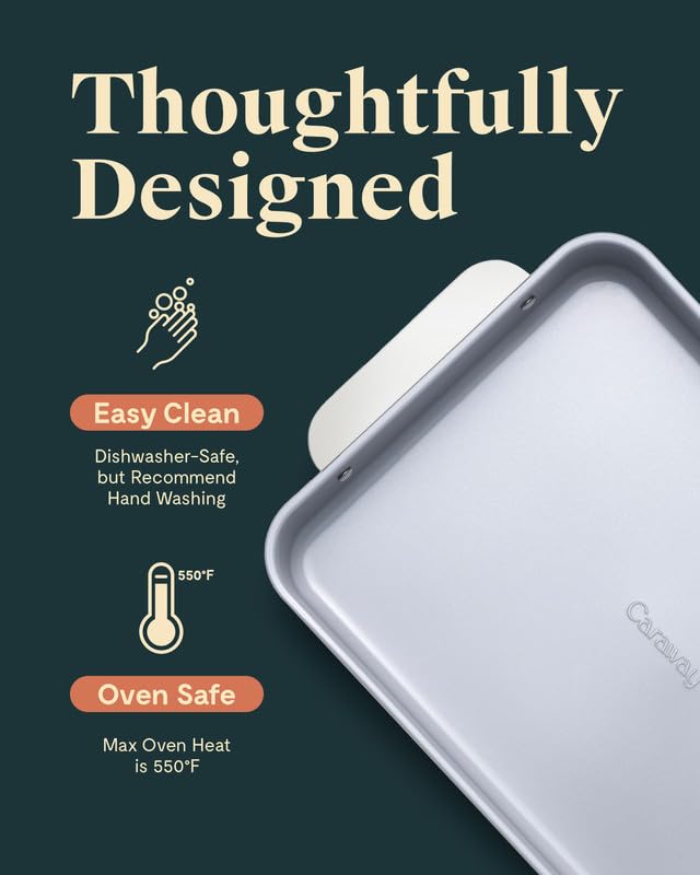 Caraway Non-Stick Ceramic 9?x13? Rectangle Pan - Naturally Slick Ceramic Coating - Non-Toxic  PTFE & PFOA Free - Perfect for Brownies  Lasagnas  and More - Perracotta