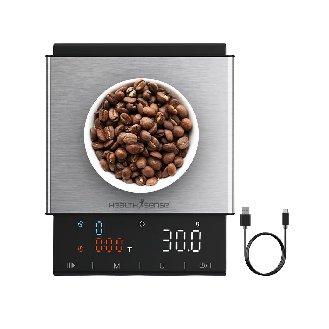Healthsense Coffee Scale With Timer 0.1G Precision Digital Espresso & Pour Over Coffee Weight Scale | Usb Rechargeable, Platform