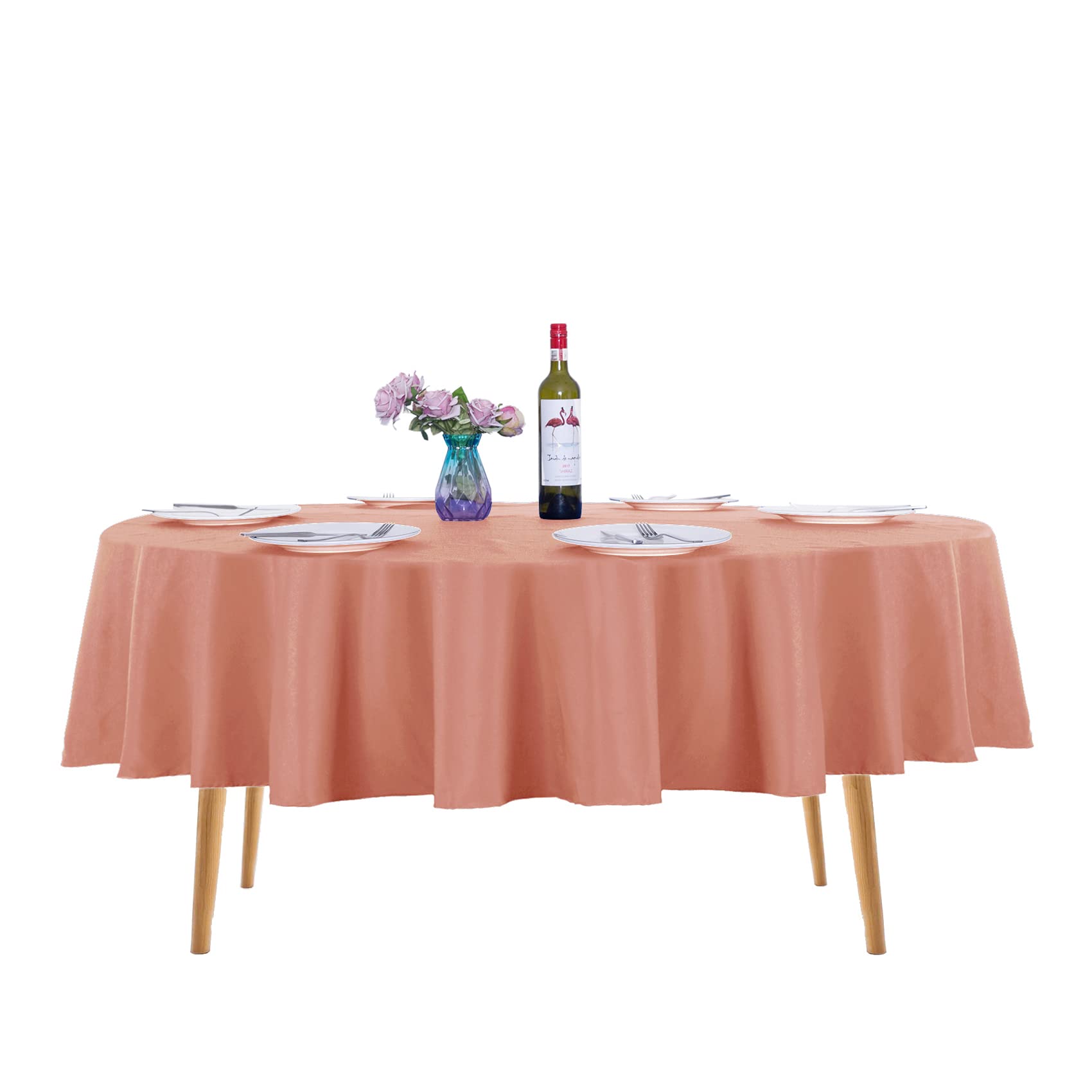 Ascoza 2Pack 90 Inch Dusty Pink Round Tablecloth In Washable Polyester Fabric For Wedding/Banquet/Restaurant/Parties