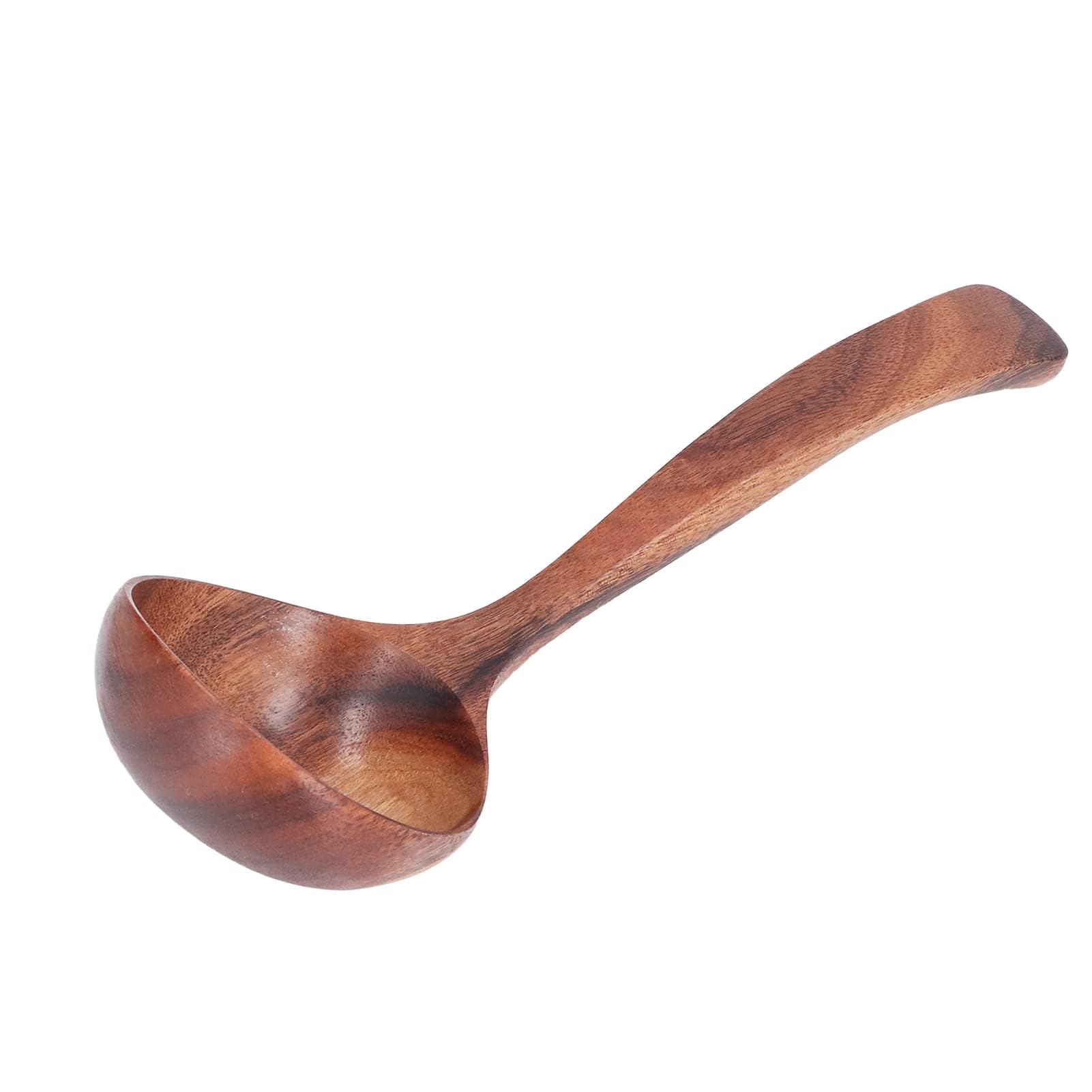 Wooden Soup Ladle, Smooth Long Handle Serving Spoon Cooking and Ladling for Kitchen Soup Pot Natural Wood 10.63 Inch 1 Piece