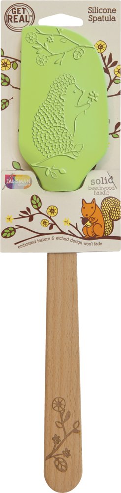 Talisman Designs Silicone Spatula With Solid Beechwood Handle, Embossed And Laser Etched Woodland Collection Art, 12'' Long