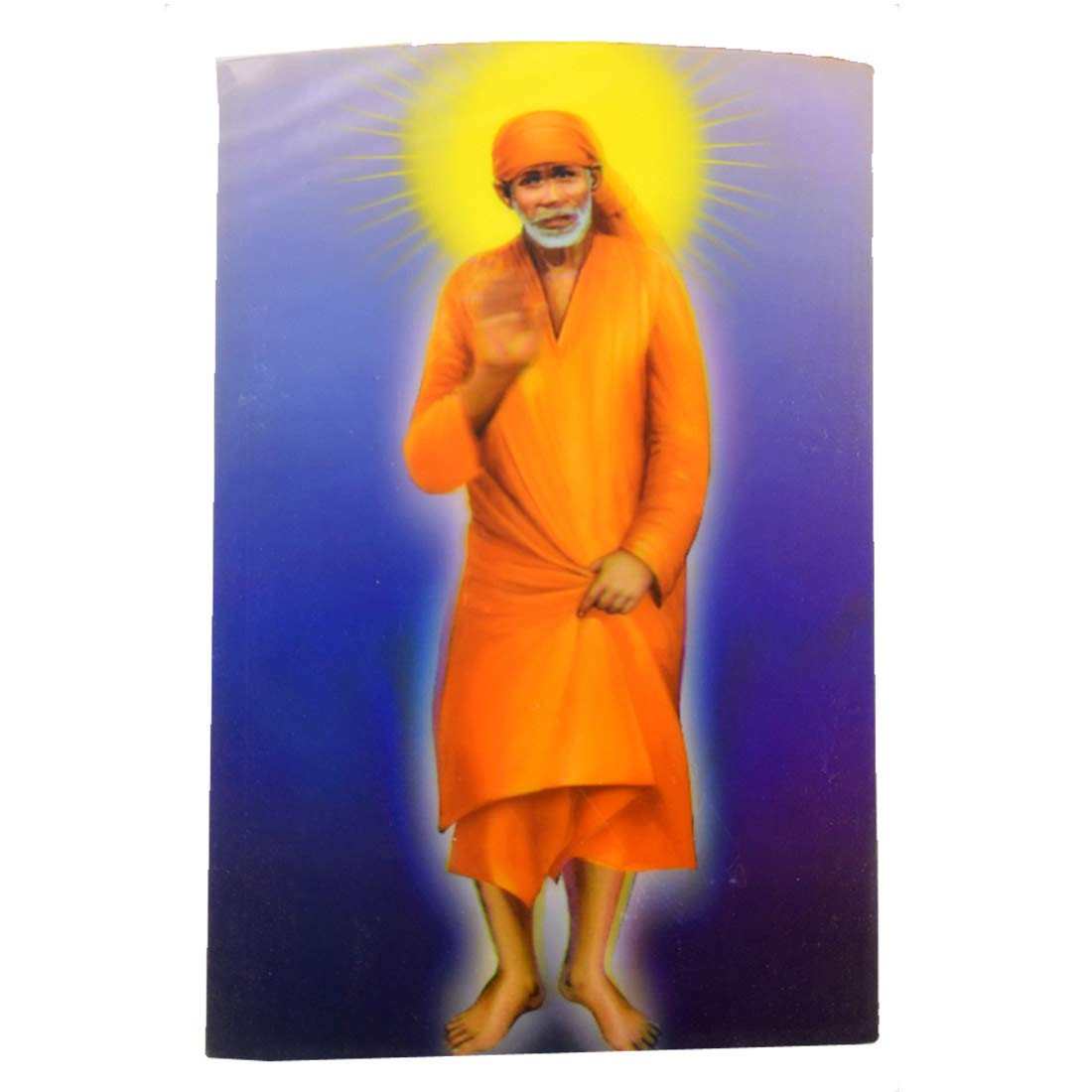 Afh Lord Saibaba Quality 3D Image Wall Art Decor Print Poster For Home, Office, Mandir (Hight:-18 Cm/Width 13 Cm)