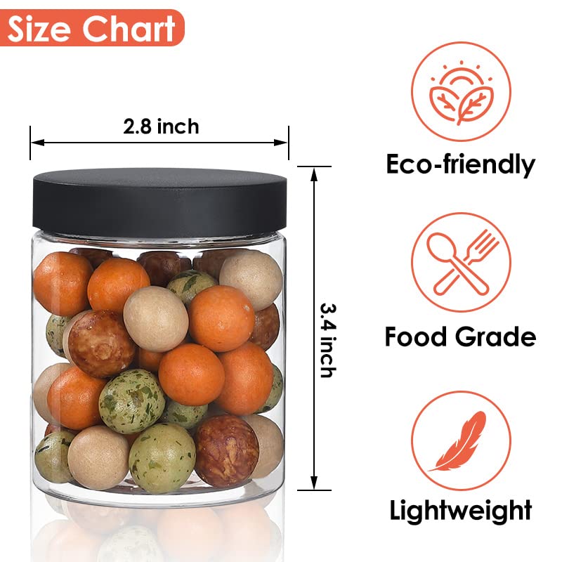 Jars With Lids, 48Pcs 8 Oz Plastic Containers With Lids Pen Labels Leak Proof Bpa Free Airtight Refillable Clear Small Container
