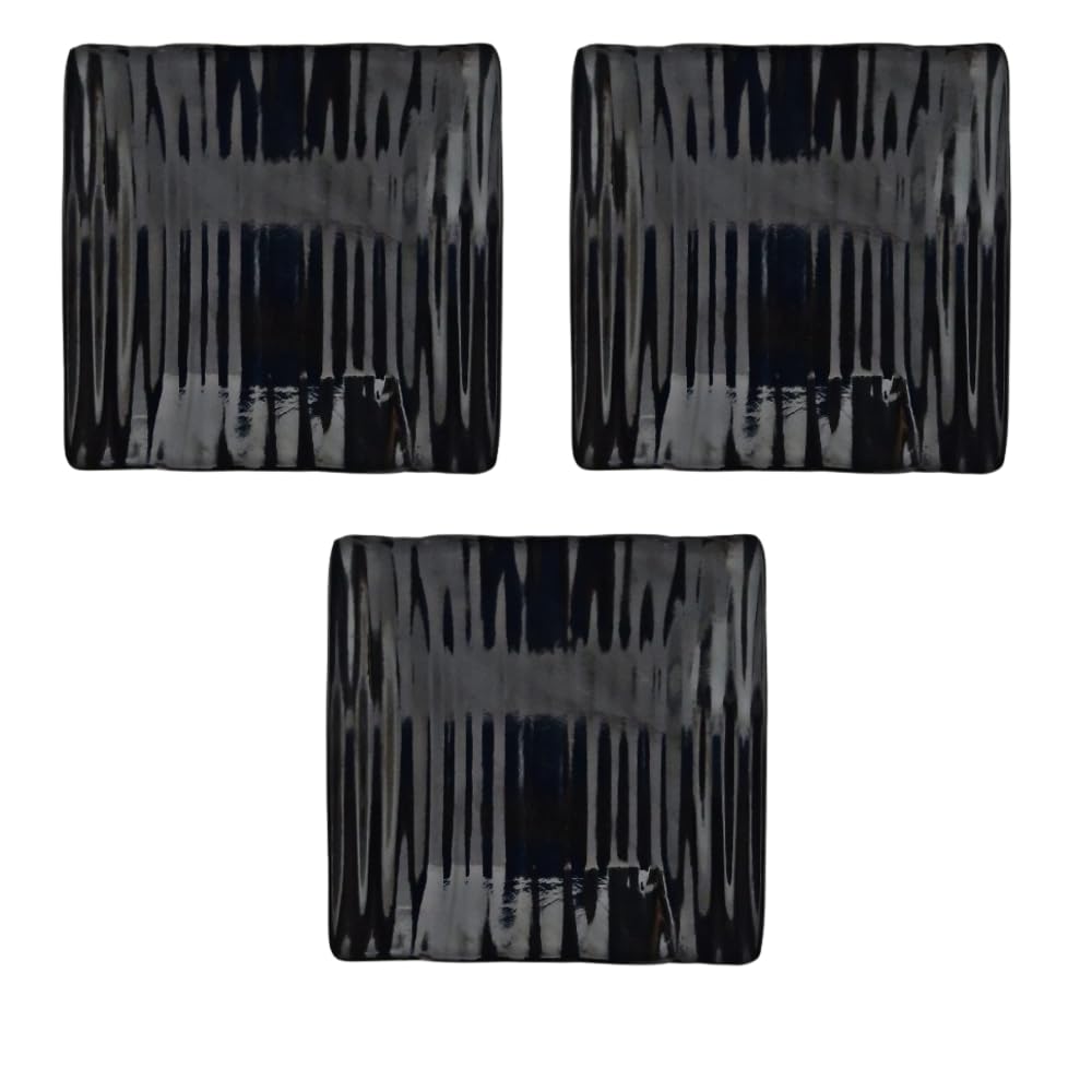 VrikshaX Black Melamine Snack Plates | Multipurpose Serving Plates for Snacks and Starters | Durable & Reusable Plates for Home,