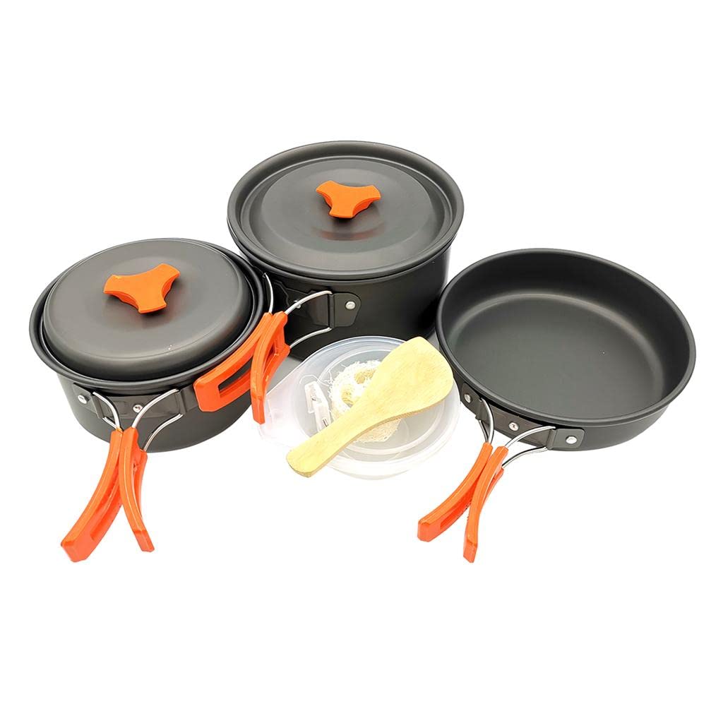 Ujeavette Folding Non Stick Aluminium Pot Pan Kettle Camping Cooking Cookware Set