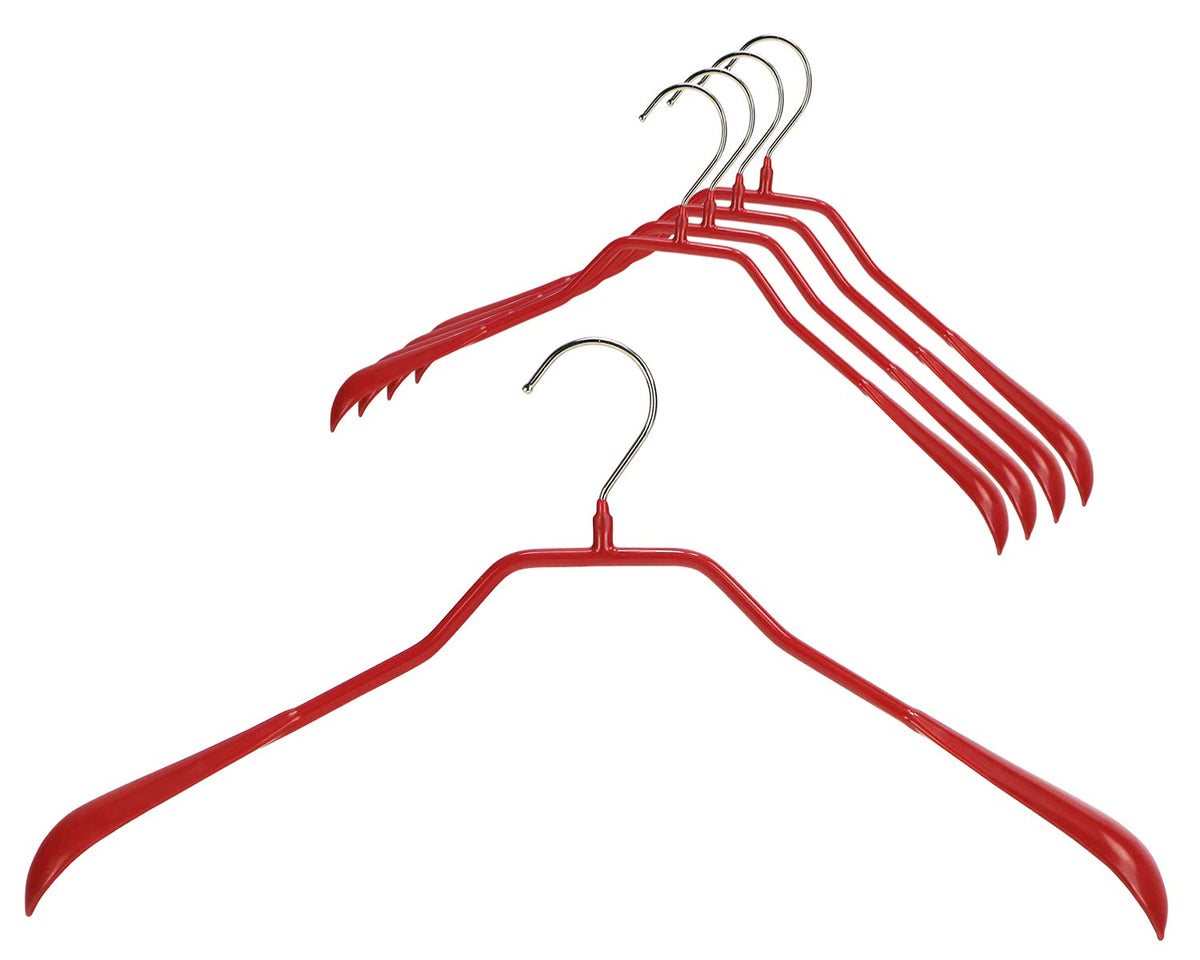 Mawa By Reston Lloyd, Non-Slip Steel Suit/Jacket Hanger, Wide Supportive Sholders With Rotating Hook, Red, Set Of 150