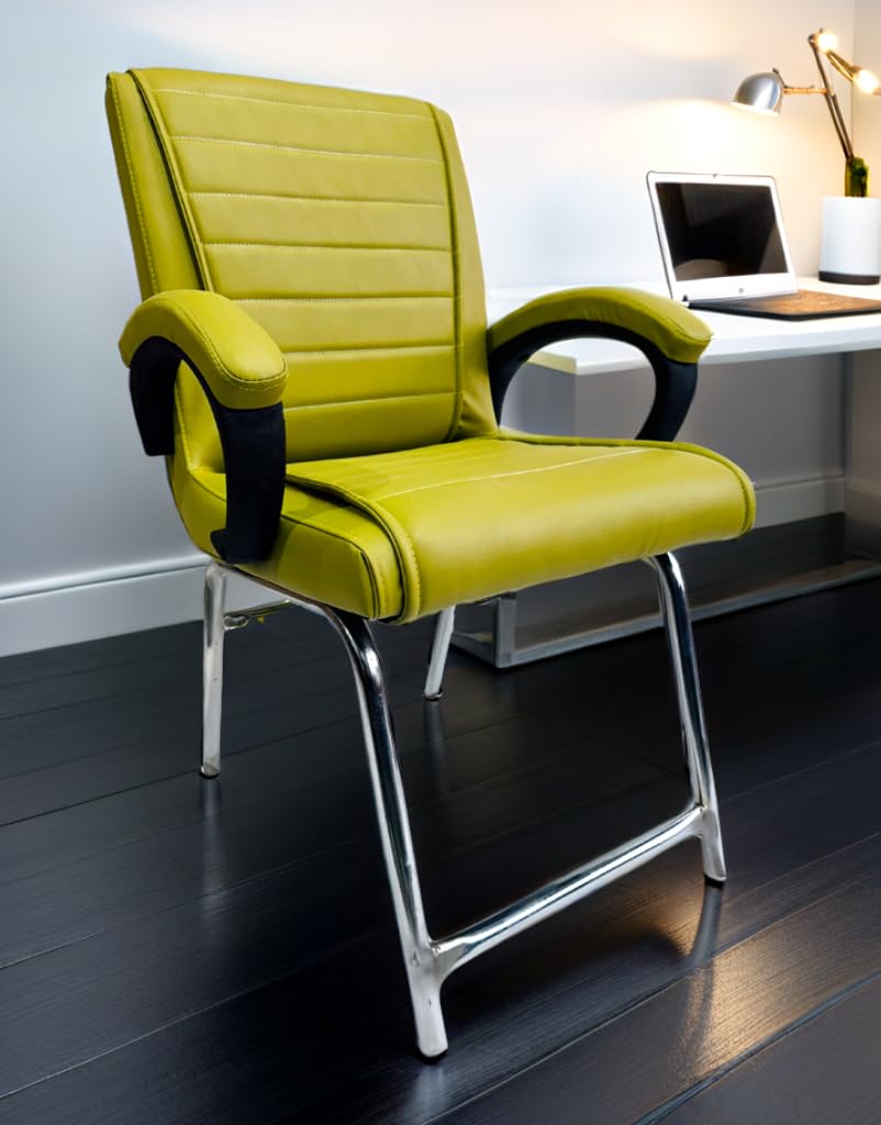 Kithania Stainless Steel Executive Office Home Study Chair Library Chair With Cushioned Arm Rest & Seat Back, Reception Or Confe
