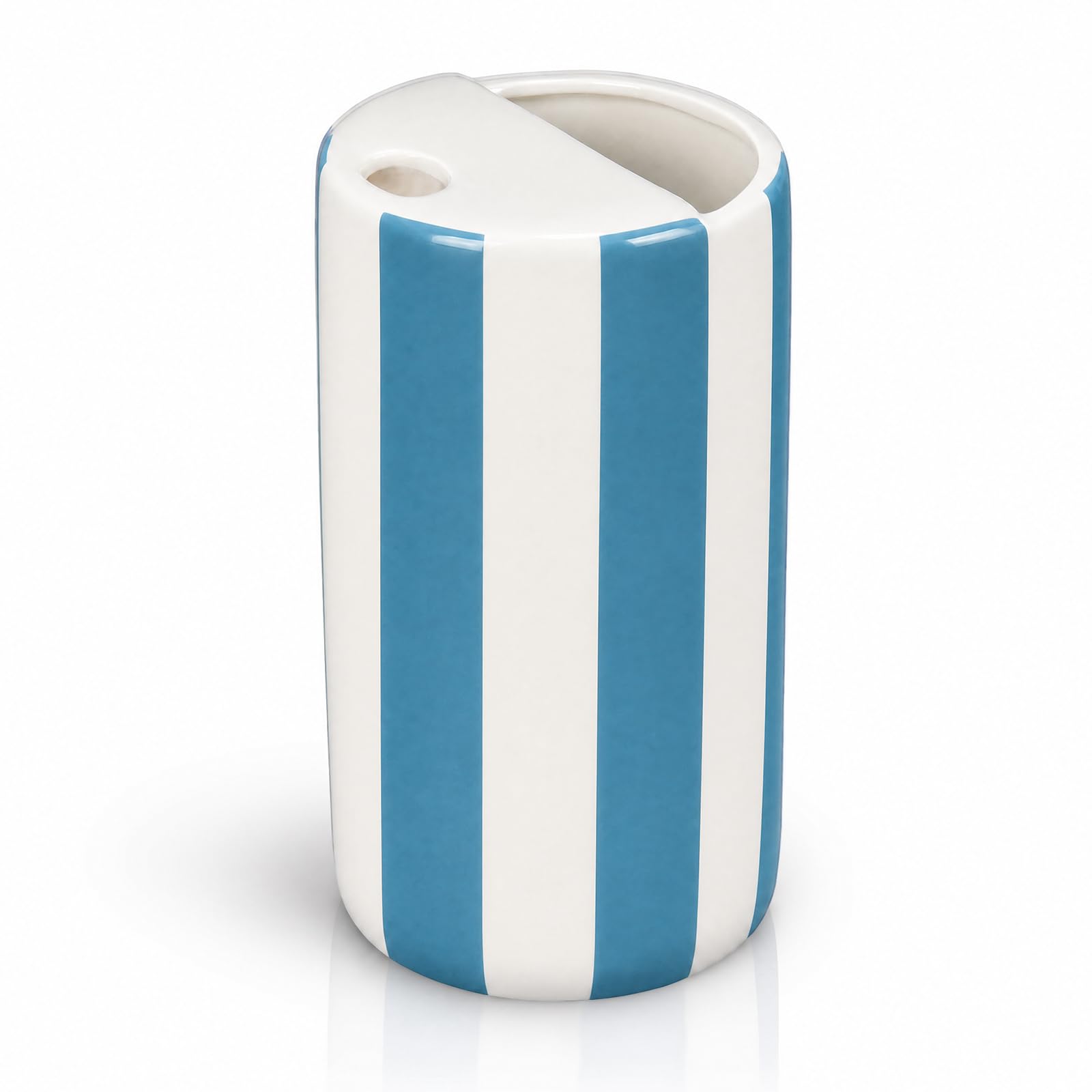 Ferrochef Ceramic Coffee Mug with Sip Hole 20 oz Stripe Porcelain Coffee Cup Retro Hand Painted Espresso Cup Tea Travel Mug for 