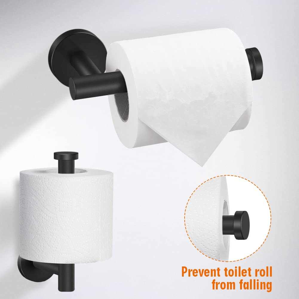 Tudoccy 5-Pieces Matte Black Bathroom Hardware Set Sus304 Stainless Steel Round Wall Mounted - Includes 24 '' Hand Towel Bar, To