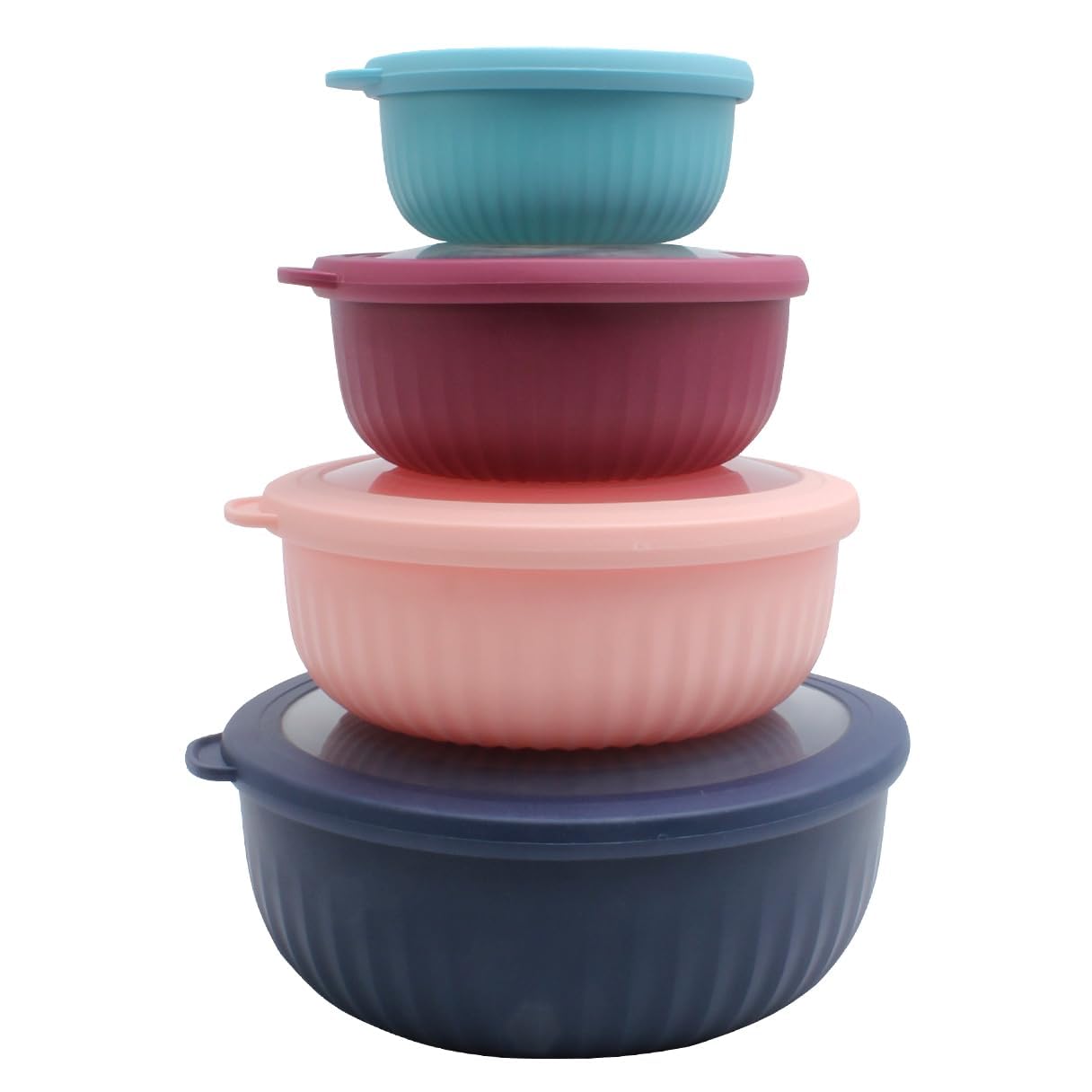 COOK WITH COLOR Prep Bowls with Lids- Wide and Deep Nesting Plastic Small Mixing Bowl Set with Lids, 8 Piece Set - Wide Bowls, N